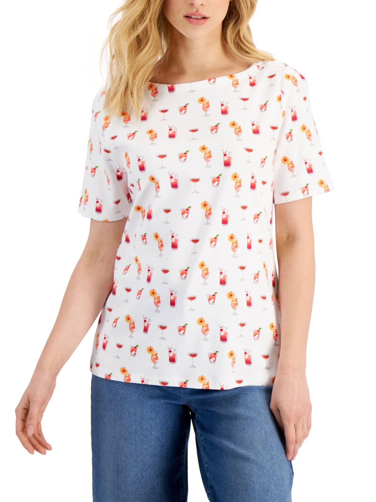 Image for Women's Graphic Printed Top,White