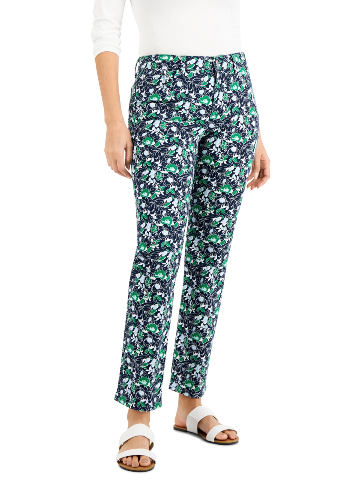 Image for Women's Floral Printed Casual Pant,Navy