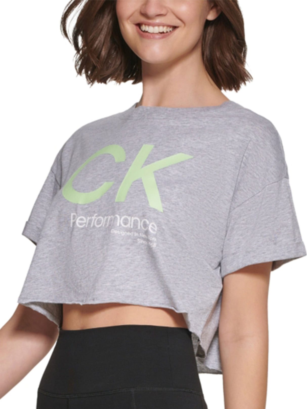 Image for Women's Brand Logo Printed Sport Crop Top,Grey