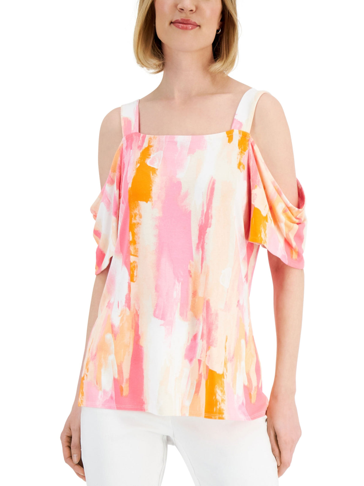Image for Women's Cold-Shoulder Washed Top,Pink