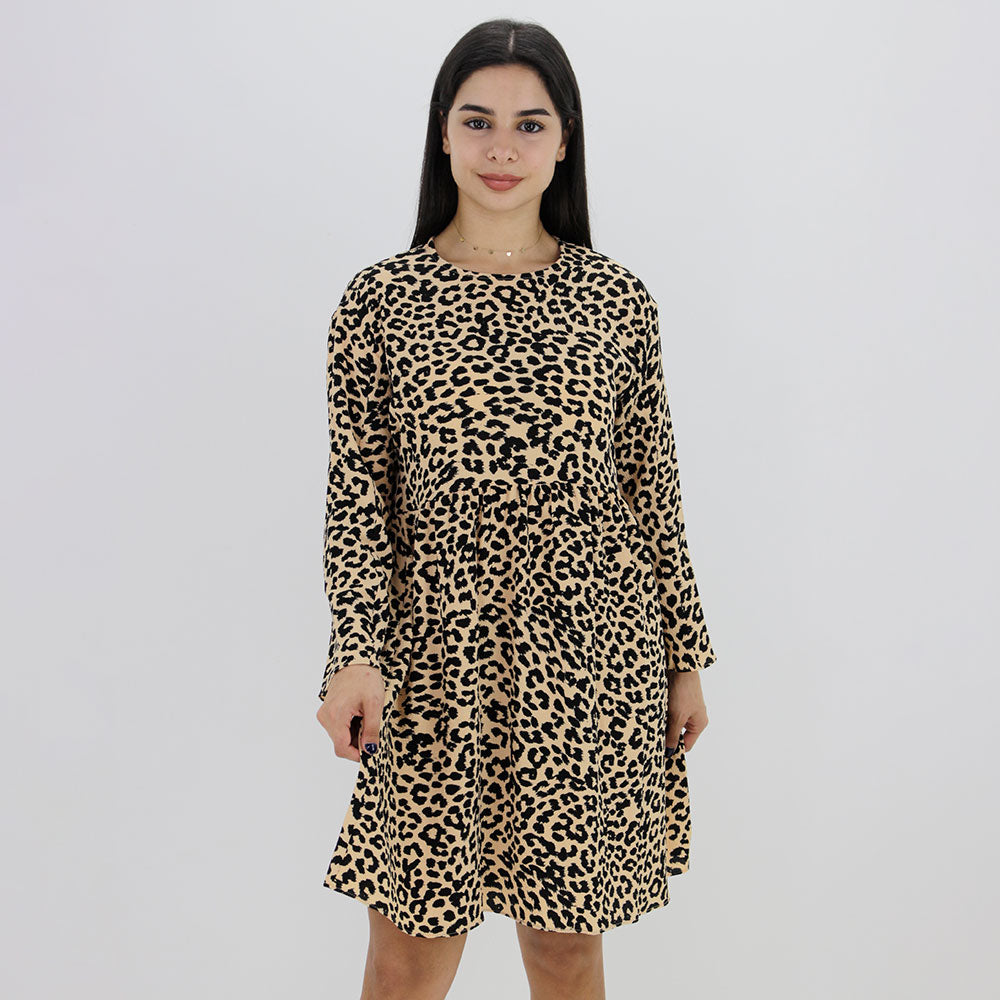 Image for Women's Leopard Printed Regular Fit Dress,Beige