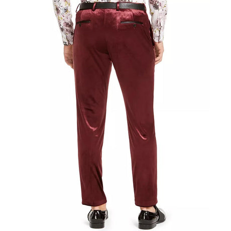 Men's Slim-Fit Shiny Velvet Pant,Burgundy