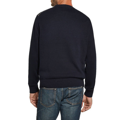 Men's Printed Long Sleeve Sweater,Navy