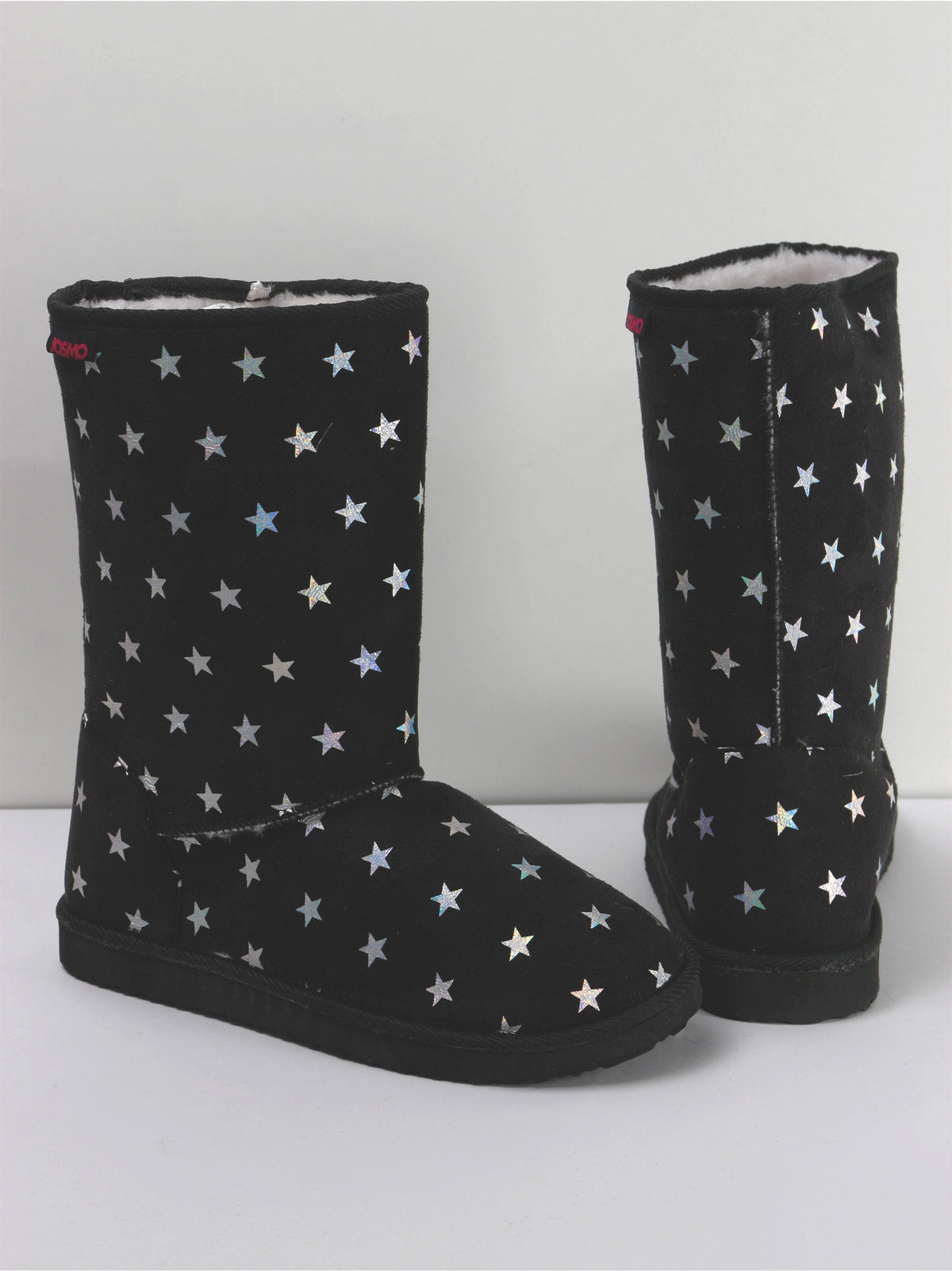 Image for Women's Faux Stars Print Mid-Calf Ankle Boot,Black