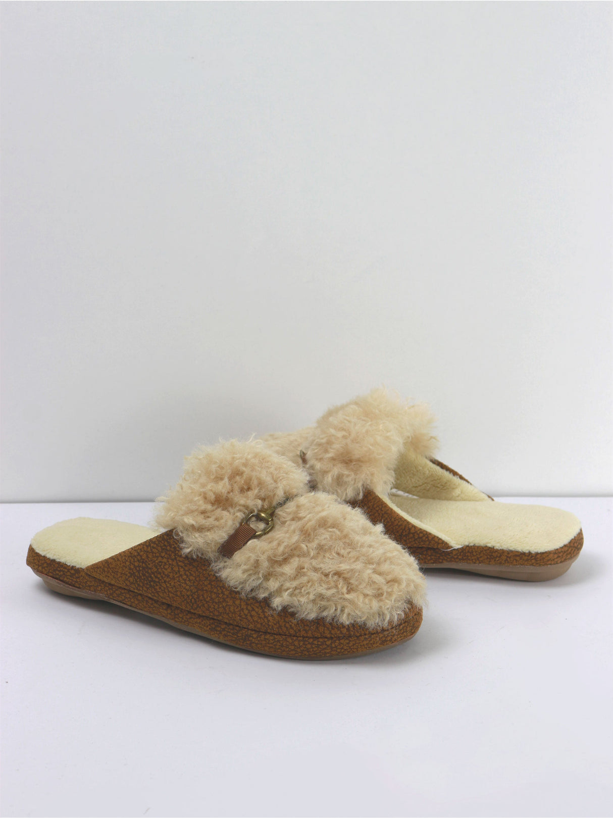 Image for Women's Wool Rubber Sole Slippers,Brown