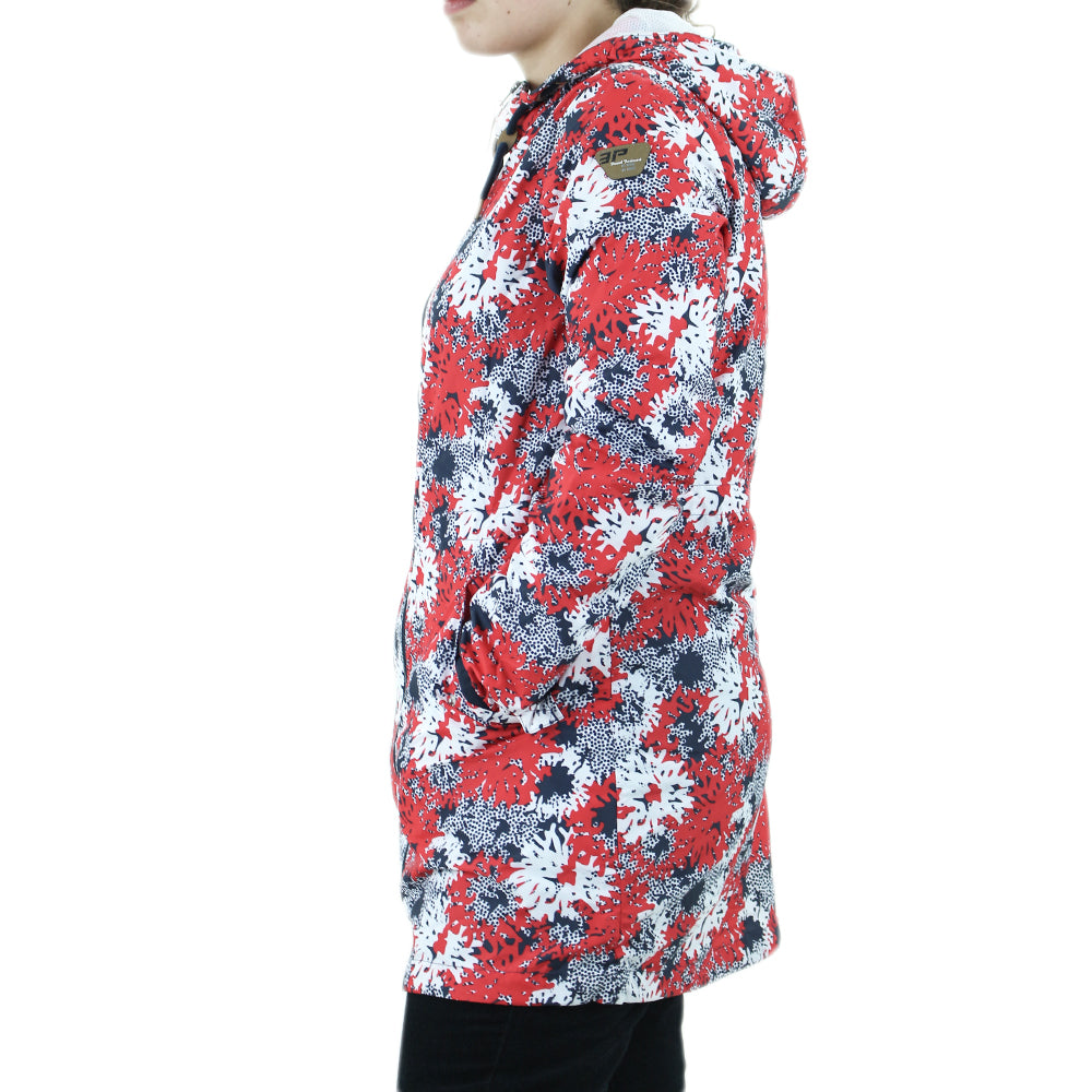 Women's Printed Windproof Long Jacket,Multi