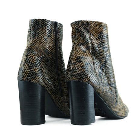 Women's Snake Skin Ankle Boot,Brown/Beige