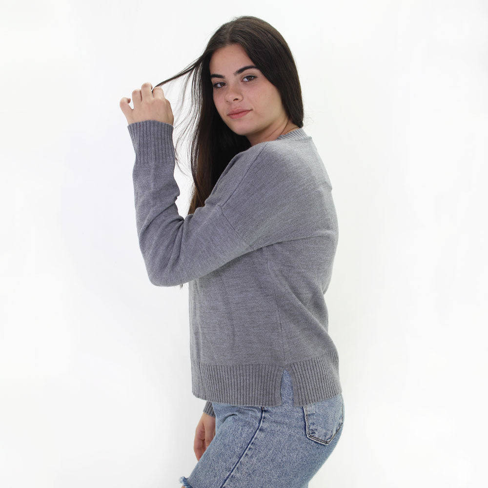 Women's Fleece Solid Sweater,Grey