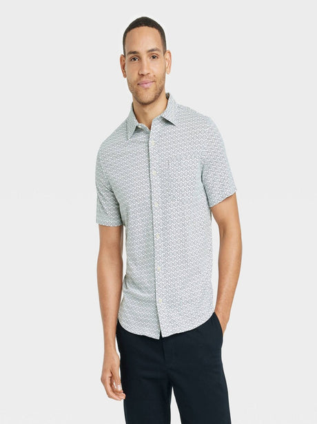 Image for Men's Knit Button Print Dress Shirt,Multi