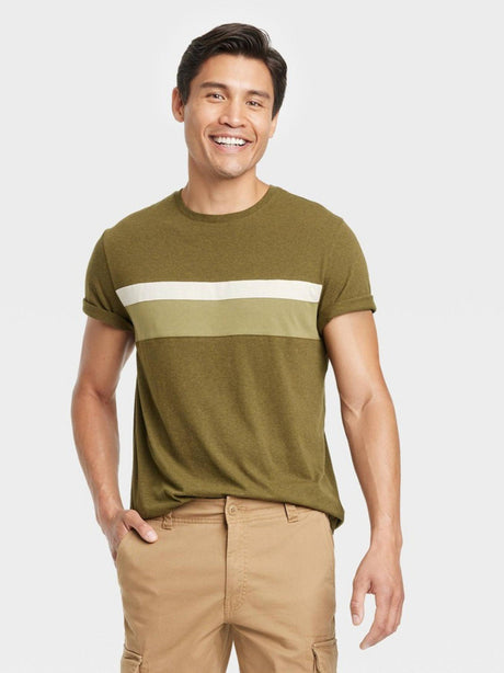 Image for Men's Sriped T-Shirt,Olive