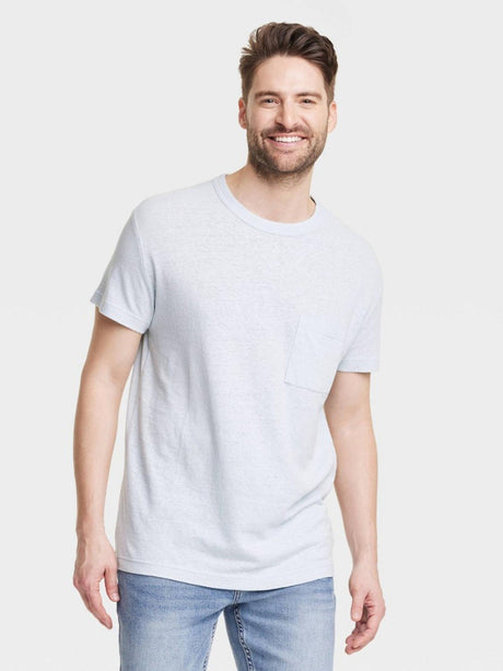 Image for Men's Hemp Cotton Side Pocket T-Shirt,Light Blue