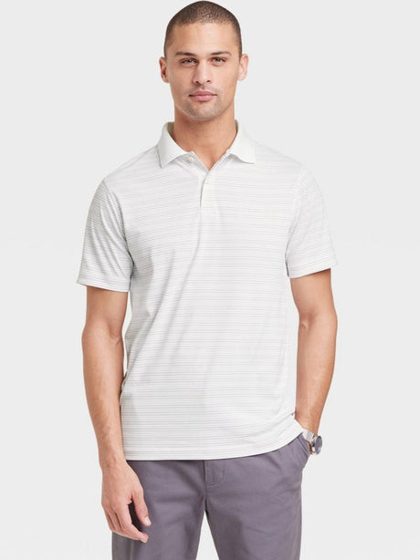 Image for Men's Striped Polo Shirt,White