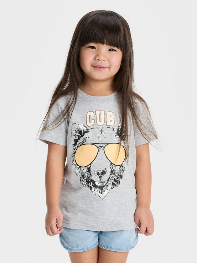 Image for Kids Girl Graphic Printed T-Shirt,Grey