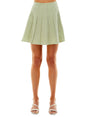 Image for Women's Pleated Plaid Mini Skirt,Green/White