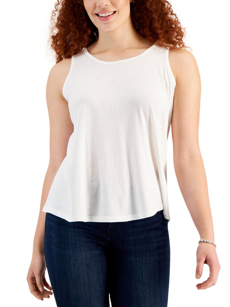 Image for Women's Petite Cotton Sleeveless Tank Top,White