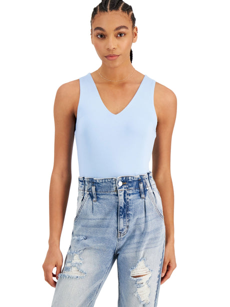Image for Women's Plain Solid Bodysuit Top,Light Blue