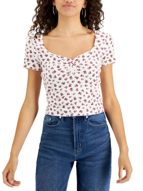 Image for Women's Floral Printed Casual Top,White
