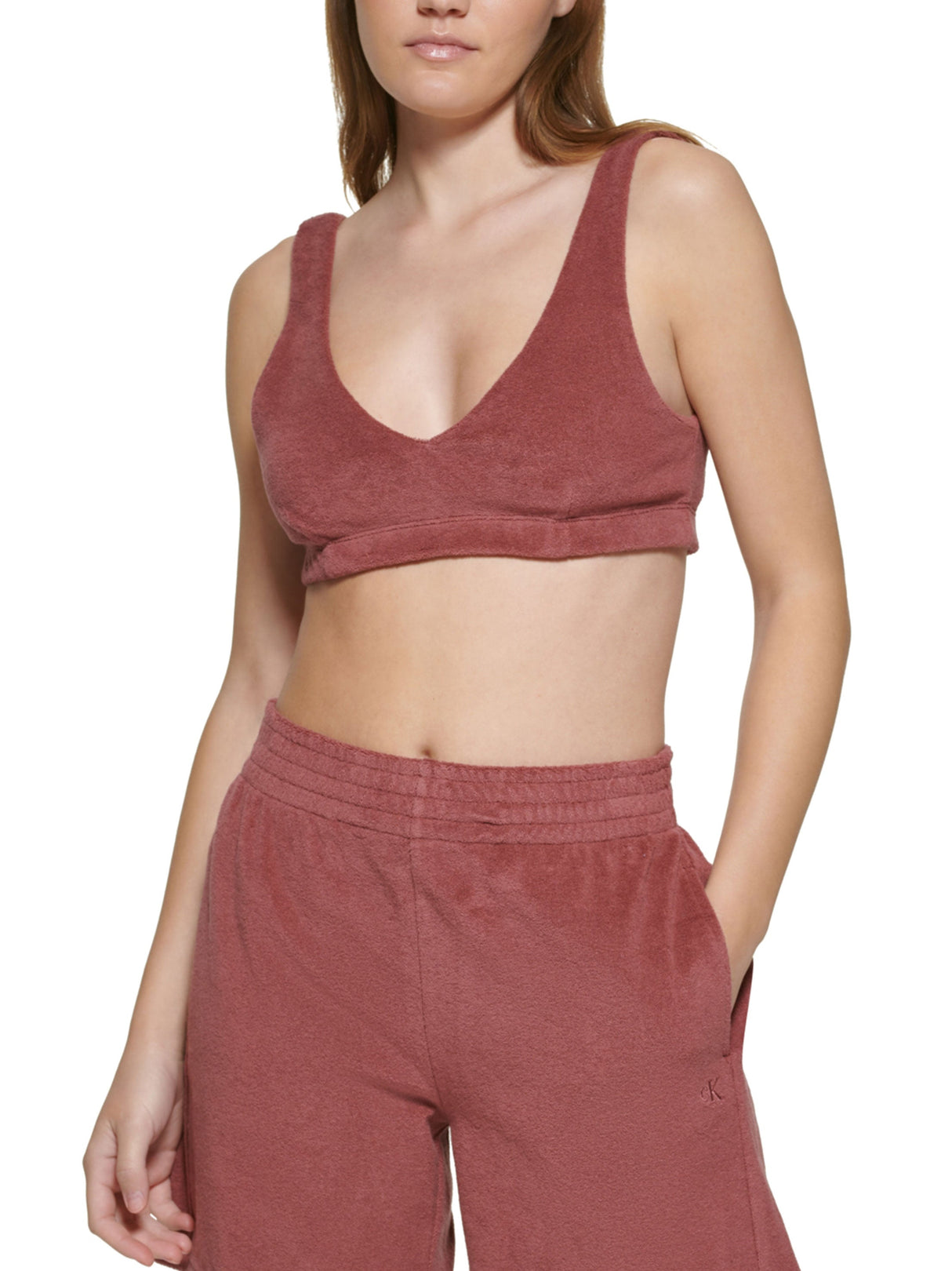 Image for Women's Plain Solid Crop Top,Brick