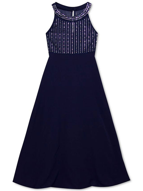Image for Kids Girl Embroidered Dress,Navy