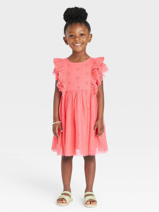 Image for Kids Girl Ruffled Tulle Dress,Pink