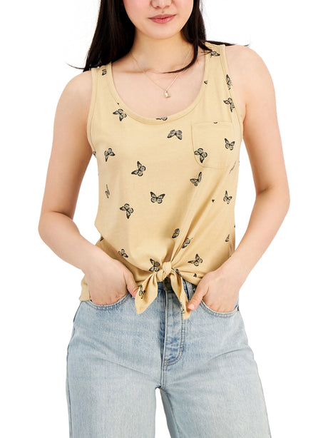 Image for Women's Butterfly Printed Casual Top,Beige