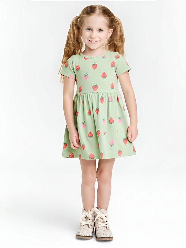 Image for Kids Girl Strawberry Printed Dress,Green