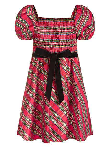 Image for Kids Girl Plaid Short Dress,Red
