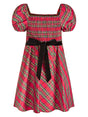 Image for Kids Girl Plaid Short Dress,Red