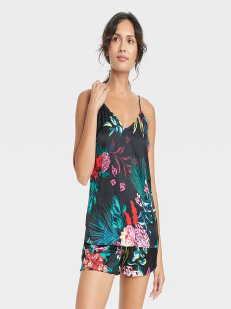 Image for Women's Floral Printed Adjustable Shoulder Straps Satin  Pajama Top,Multi