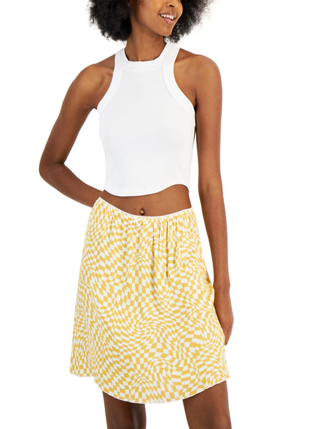 Image for Women's Picot-Trim Checkered Skirt,Yellow/White