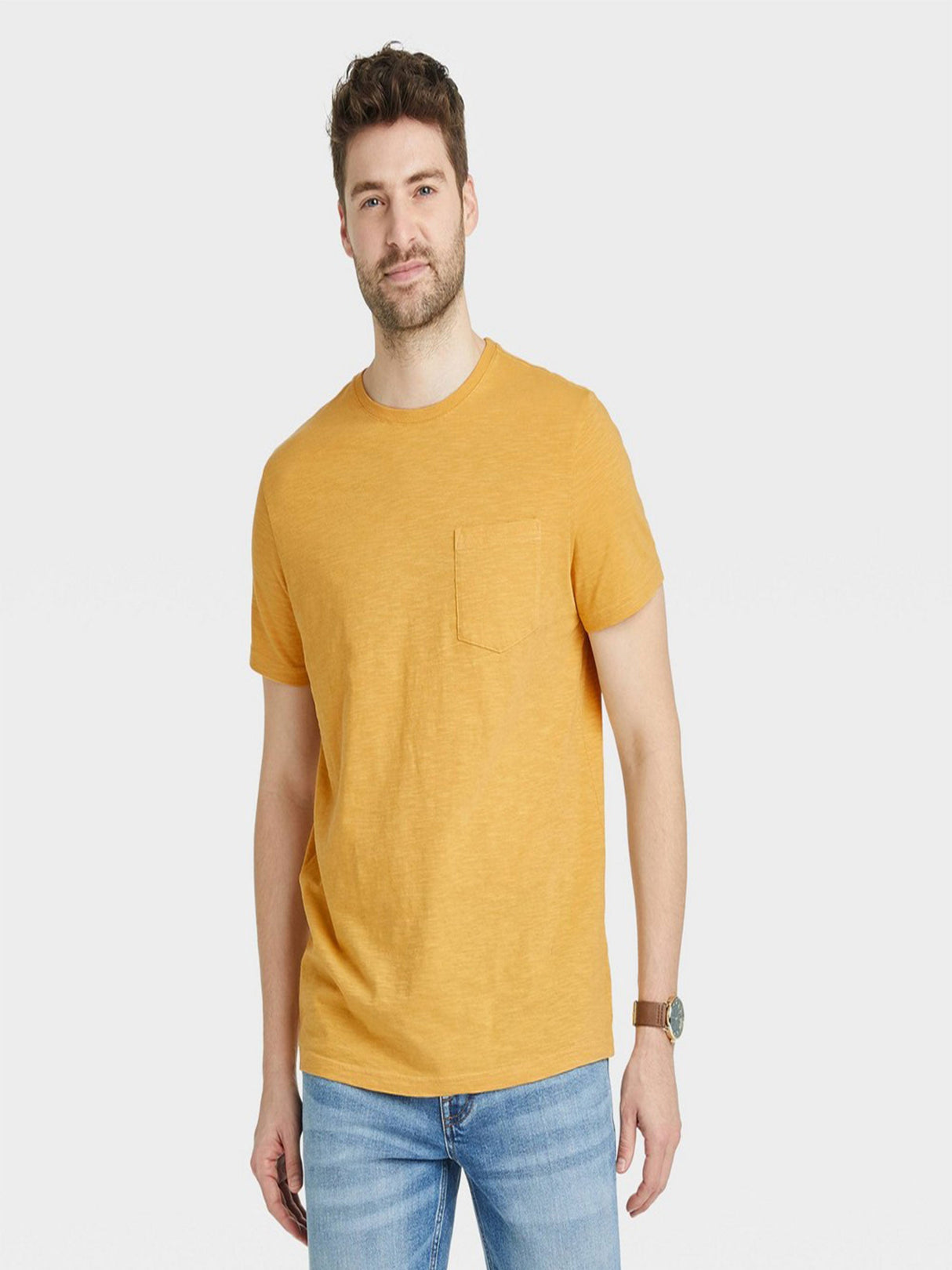 Men's Side Pocket T-Shirt,Mustard – All Brands Factory Outlet