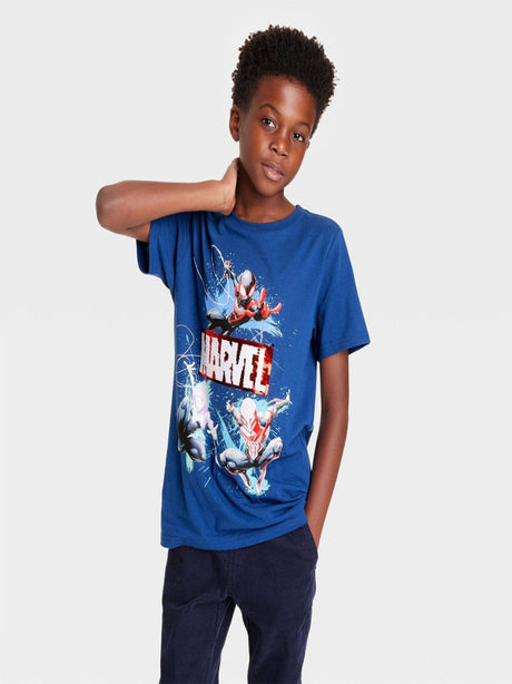 Image for Kids Boy Sequin Short Sleeve Graphic-Print T-Shirt,Navy