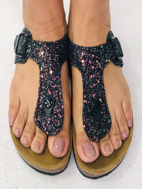 Image for Kids Girl Glitter Slip On Sandals,Black