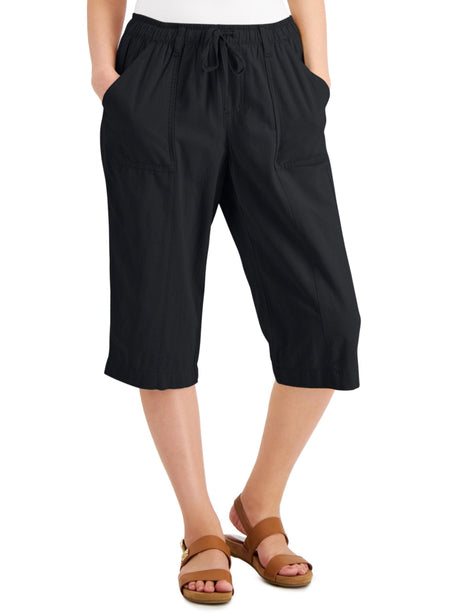 Image for Women's Plain Solid Capri Pant,Black