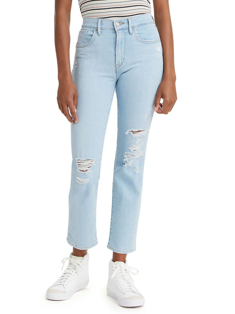 Image for Women's Slim-Straight Ripped Jeans,Light Blue