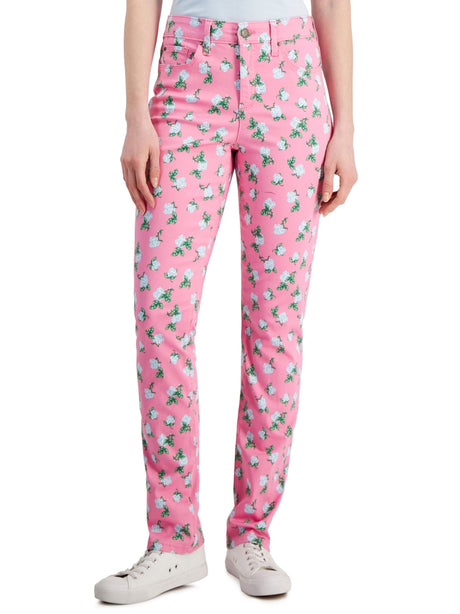 Image for Women's Floral Printed Straight-Leg Jeans,Pink
