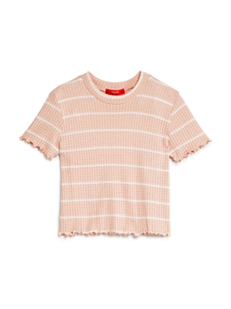 Image for Kids Girl Striped Waffle-Knit,Pink/White