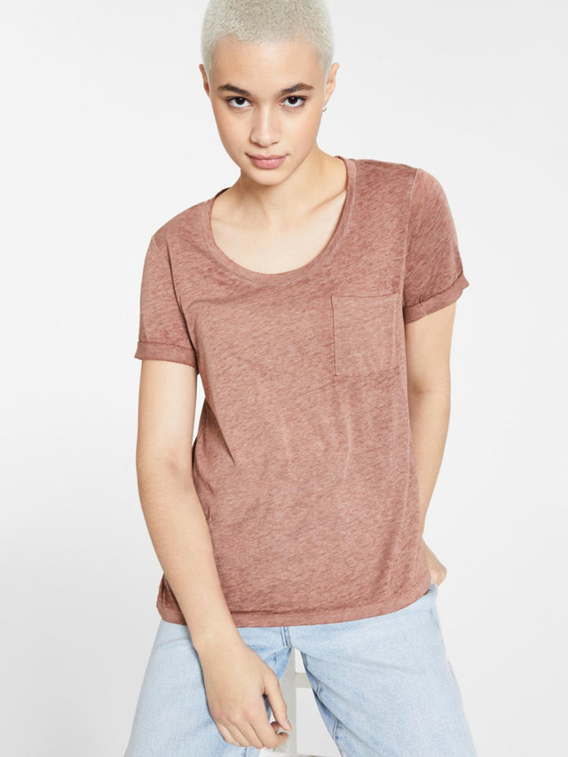 Image for Women's Side Pocket Burnout T-Shirt,Brown