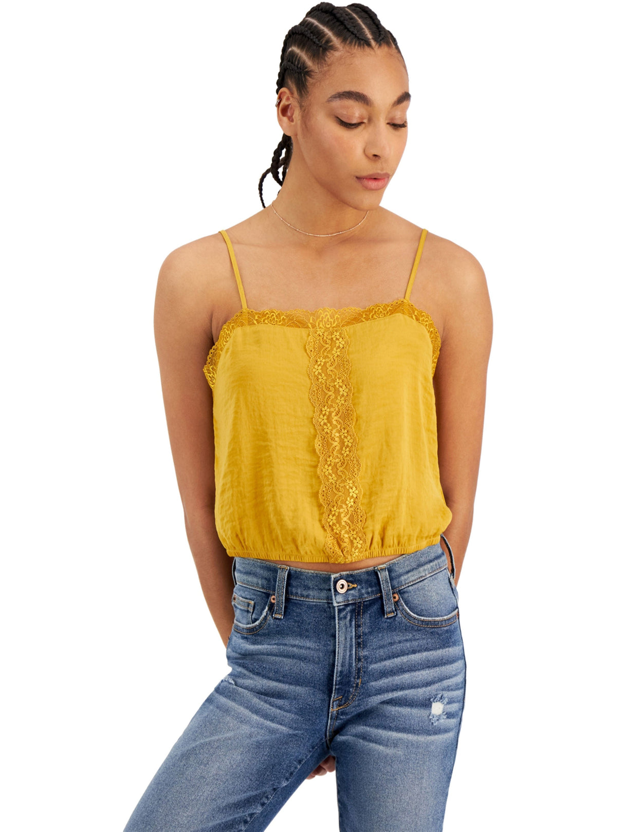 Image for Women's Lace-Trim Tank Top,Mustard