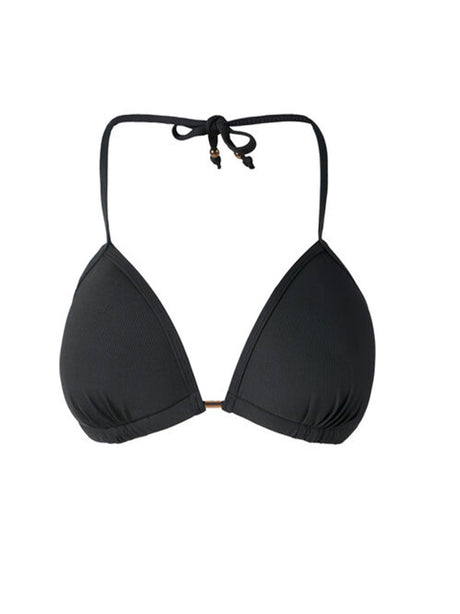 Image for Women's Ribbed Triangle Bikini Top,Dark Grey