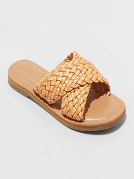 Image for Women's Braided Slide Sandals,Light Brown
