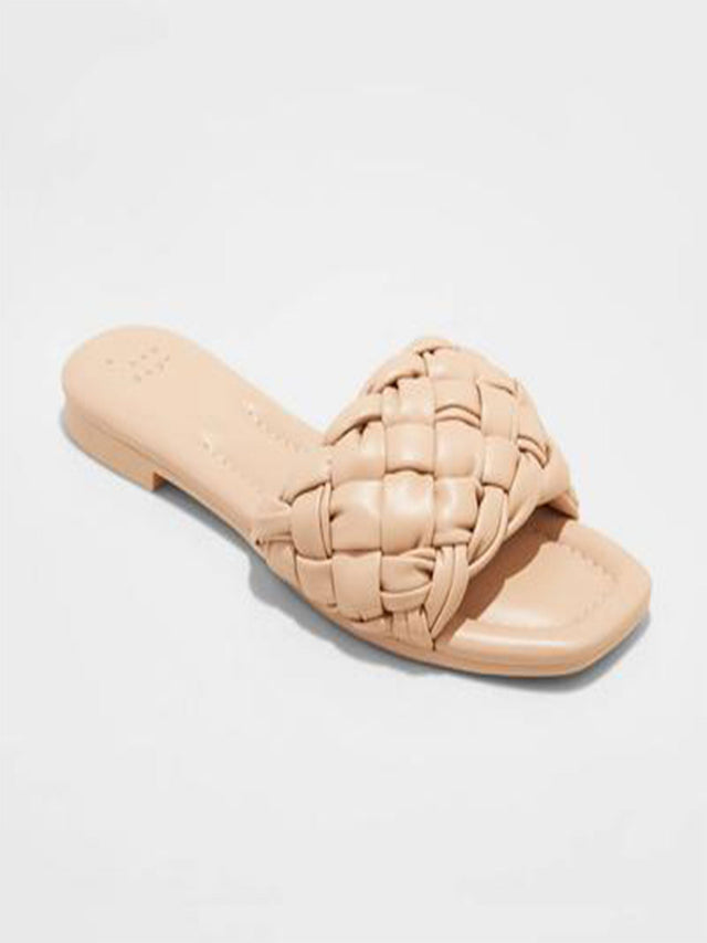 Image for Women's Braided Slide Sandals,Nude Beige