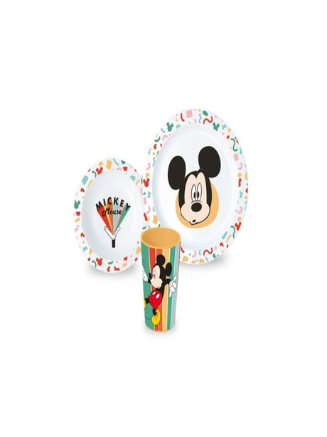 Image for Children'S Dish Set, 3 Pieces (Mickey Mouse, White)