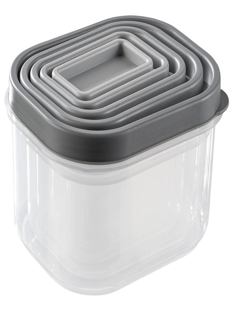 Image for Set Of Food Containers, 5-Piece (Square, Grey)