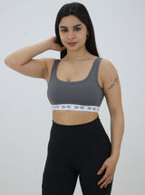 Image for Women's Elastic Waistband Sports Bra,Grey