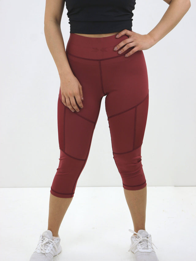 Image for Women's Mesh Sides Cropped Legging,Burgundy