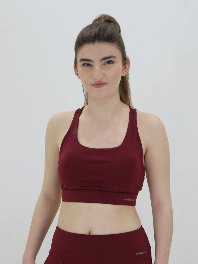 Image for Women's Criss-Cross Sports Bra,Burgundy