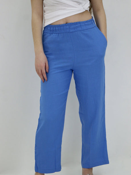 Image for Women's Plain Solid Wide Legs Pant,Blue