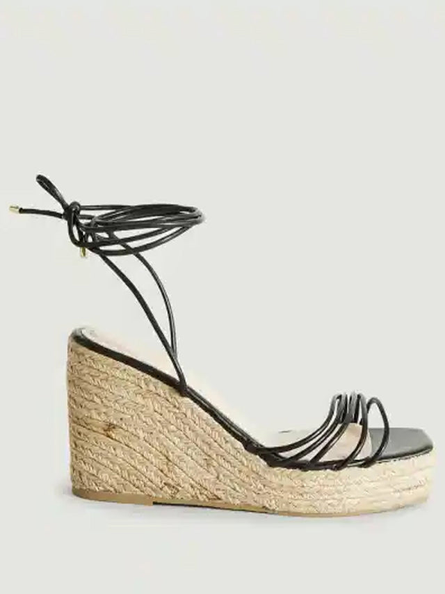 Image for Women's Mixed Straps Heeled Rock Sandals,Black