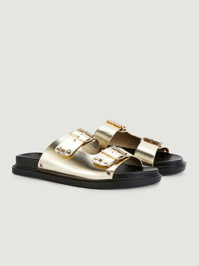 Image for Women's Metallic Strap Sandals,Gold